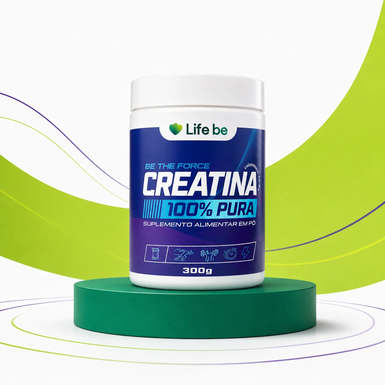 Embalagem de Creatina 100% Pura Life Be 300 g